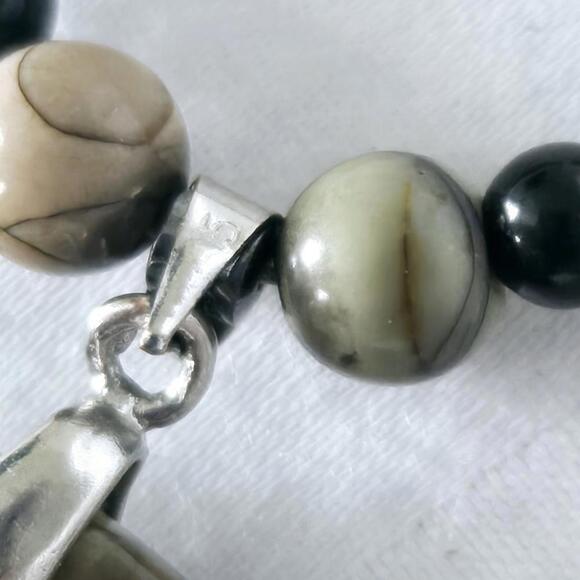 Picasso Jasper Stone Pendant Necklace set in 925 Silver - Picture 4 of 4